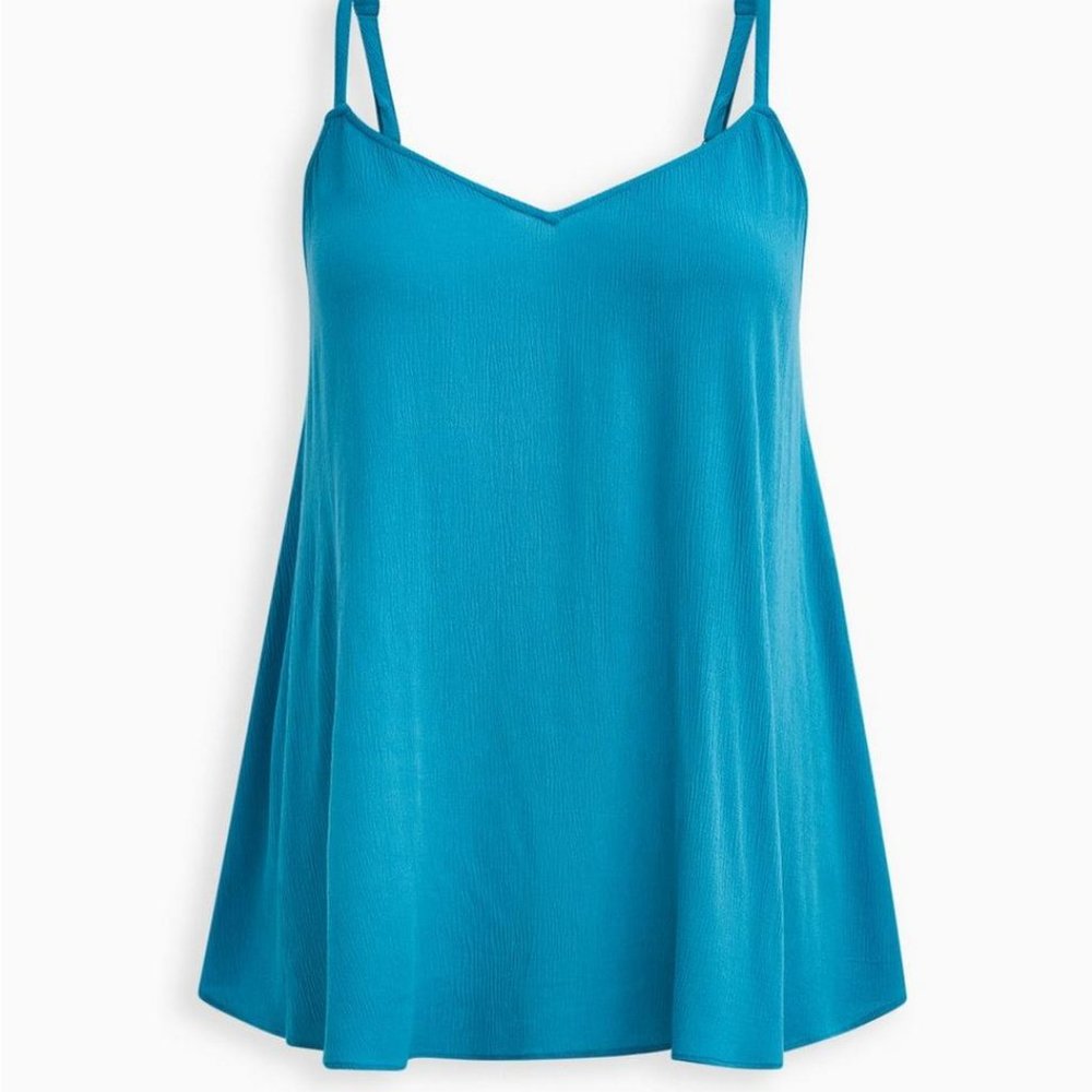 NWT Torrid Sophie Teal Blue Crinkle Gauze Swing tank cami size Large 12